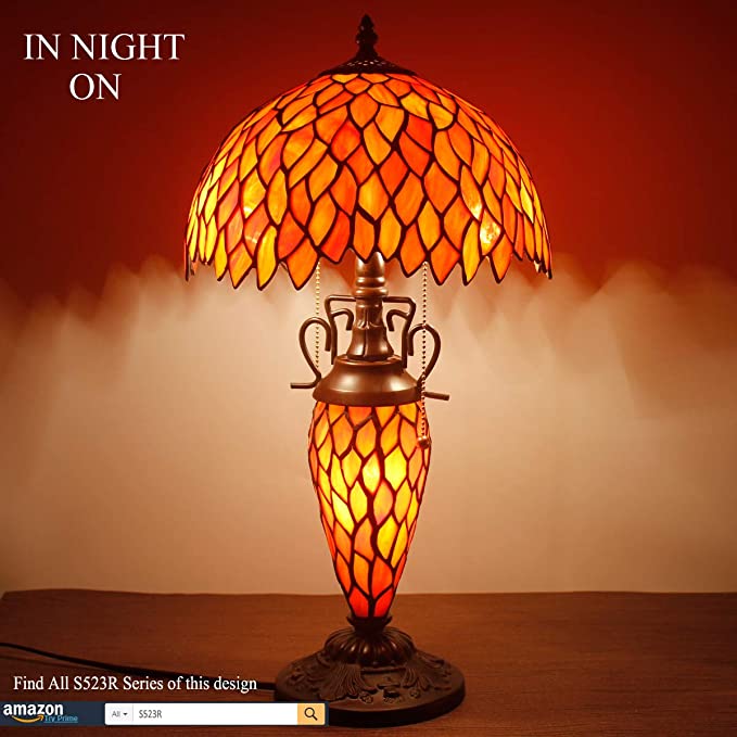 12 inch Red Tree leaves Stained Glass Lampshade Only Werfactory®  Fit for Tiffany Table Lamp