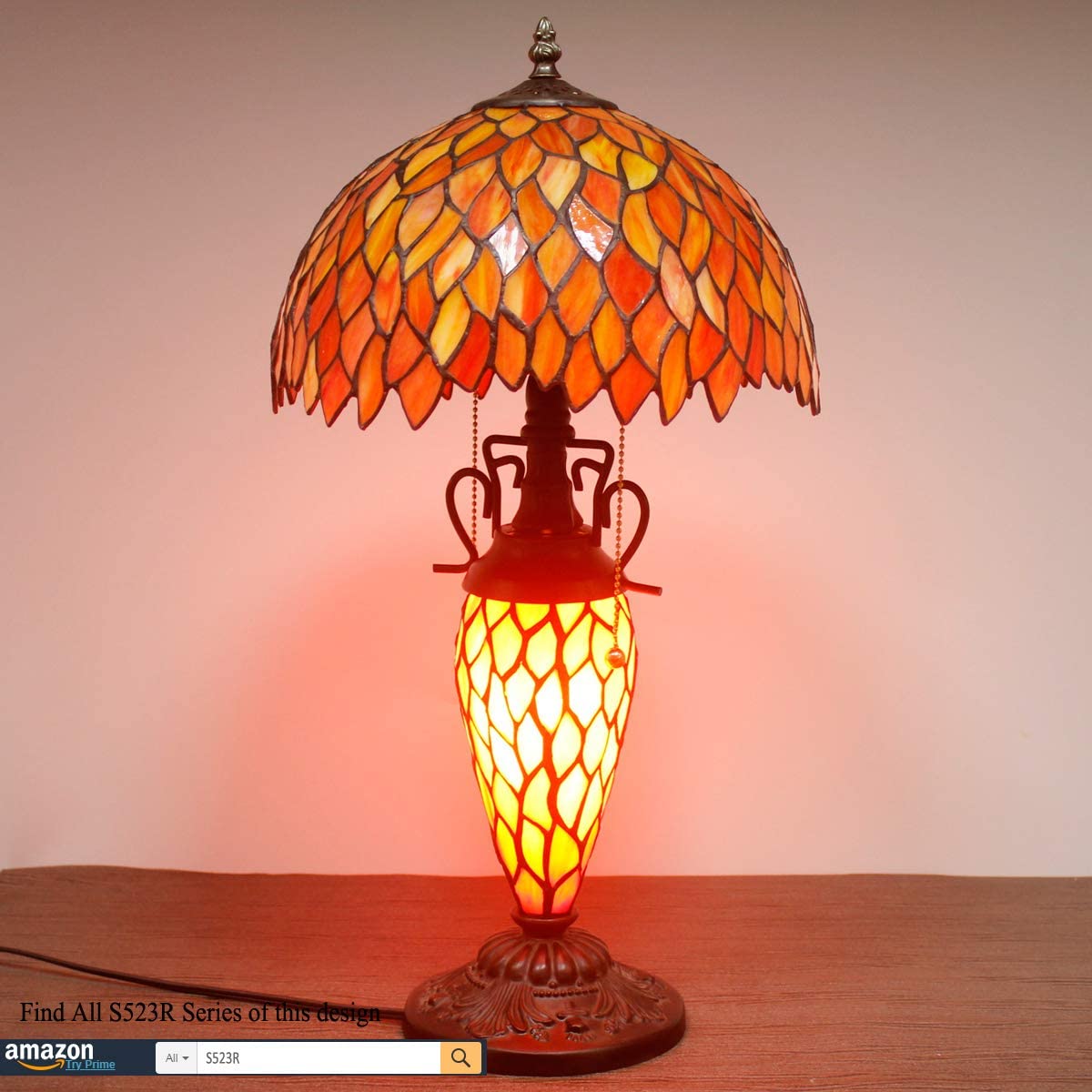 12 inch Red Tree leaves Stained Glass Lampshade Only Werfactory®  Fit for Tiffany Table Lamp