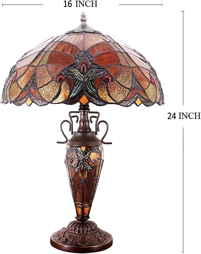 Tiffany Lampshade Replacement Werfactory® W16H7-inch Red Liaison Stained Glass Shade