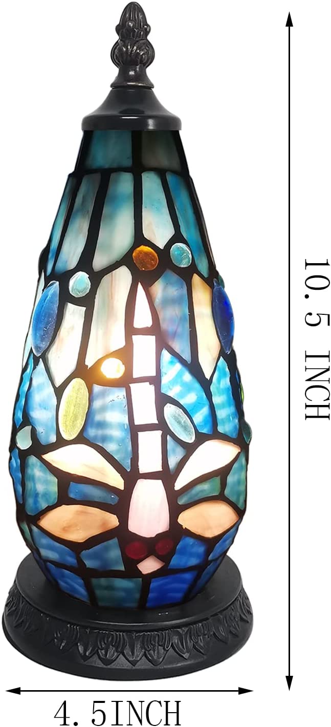 Werfactory® Tiffany Table Lamp Lighthouse Stained Glass Christmas Tree Dragonfly Bedisde Light