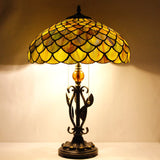16 Inch Werfactory® Tiffany Table Lamp Stained Glass Lamp Fish Scales Light