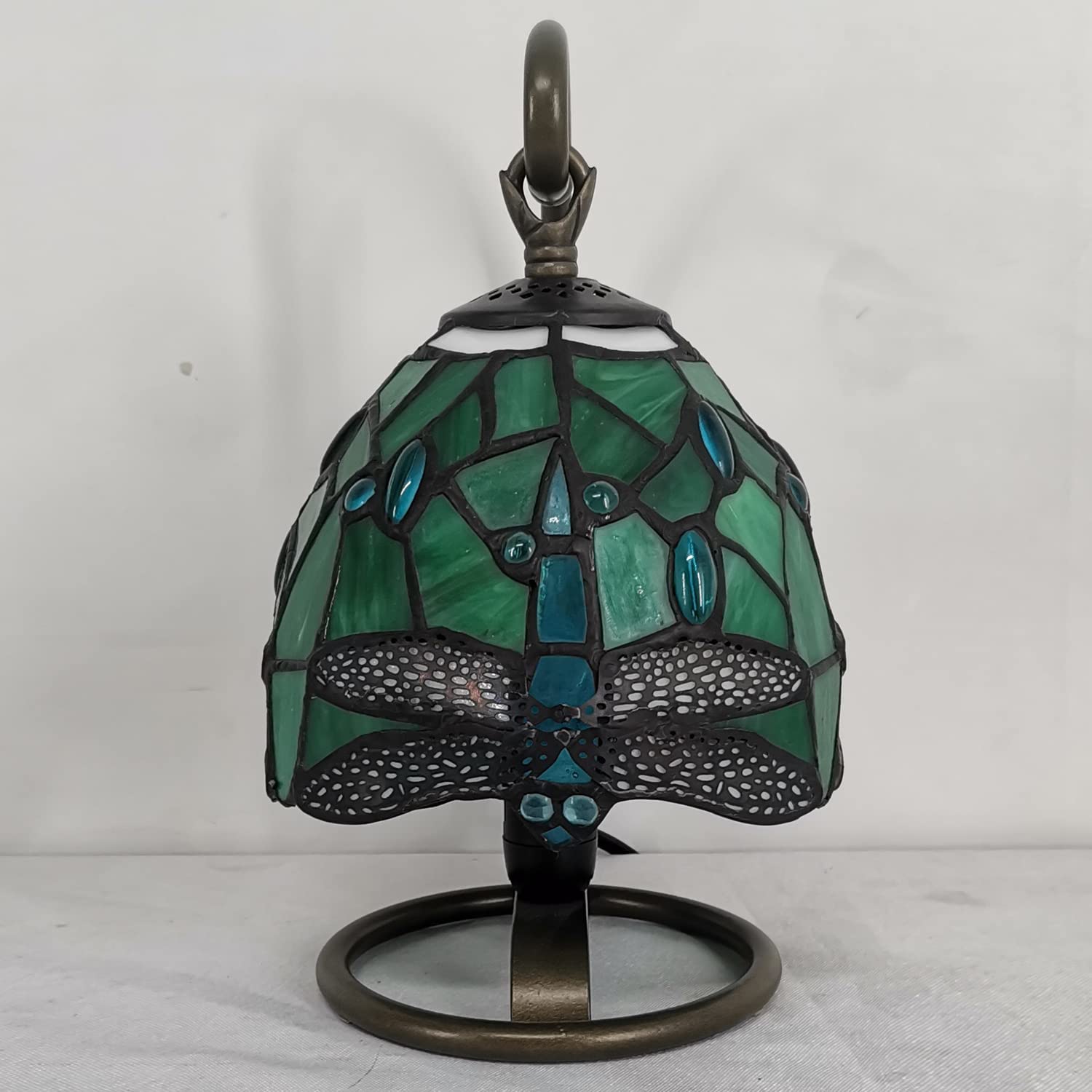 Werfactory® Tiffany Night Light, Stained Glass, Mix-Color Dragonfly Table Lamp