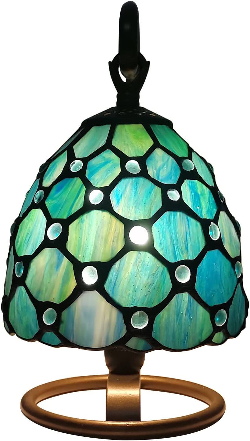 Werfactory® Tiffany Night Light, Stained Glass Desk Light, Mix-Color Vintage Table Lamp
