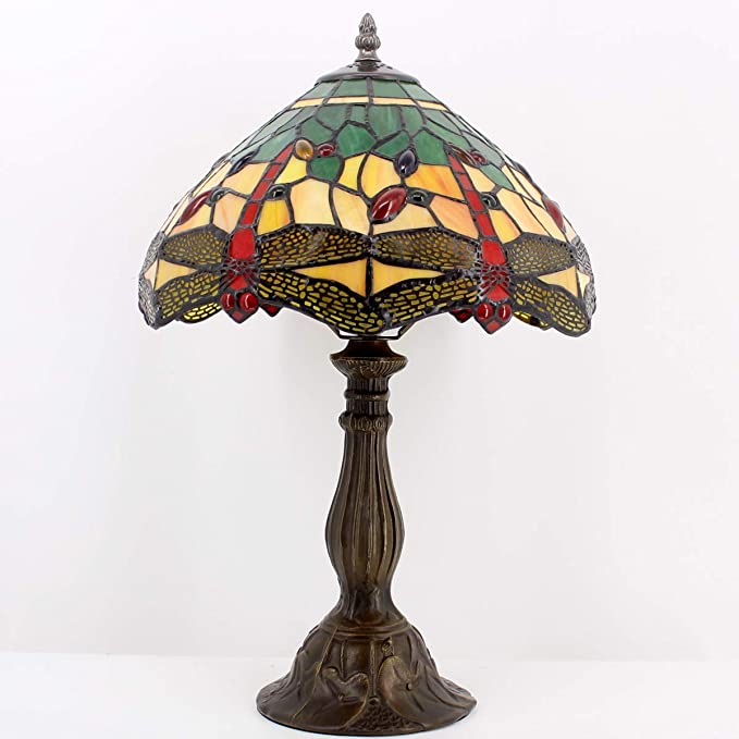 12 inch Dragonfly Stained Glass Lampshade Only Werfactory®  Fit for Tiffany Table Lamp