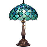 Tiffany Table Lamp Werfactory® W12H19 Inch Blue Stained Glass Lamp