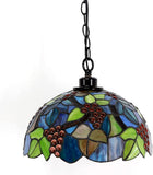 Werfactory® Tiffany Pendant Light 12 Inch Green Grape Style Stained Glass Chandelier