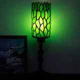 Werfactory Small Tiffany Lamp Stained Glass Table Lamp Green Leaf Style Lamp