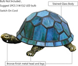 Werfactory® Tortoise Tiffany Turtle Lamp Sea Blue Stained Glass Table Lamp Cute Animal Night Light