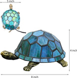 Werfactory® Tortoise Tiffany Turtle Lamp Sea Blue Stained Glass Table Lamp Cute Animal Night Light