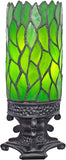 Werfactory Tiffany Table Lamp Small Stained Glass Lamp Green Leaf Candle Type Desk Lamp