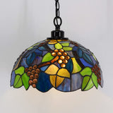 Werfactory® Tiffany Pendant Light 12 Inch Green Grape Style Stained Glass Chandelier