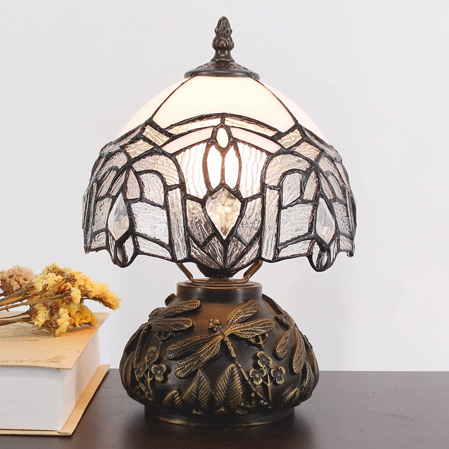 8 Inch White Crystal tiffany lamp shade Werfactory® Stained Glass shade