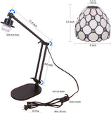 Werfactory® Tiffany Swing Arm Lamp Adjustable Stained Glass Lamp Crystal Bead