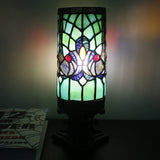 Werfactory® Small Tiffany Lamp Stained Glass Table Lamp Green Victorian Style Desk Light