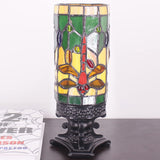 WERFACTORY Small Tiffany Lamp Wide 4 Tall 10 Inch Mini Stained Glass Table Lamp Cream Dragonfly Style Desk Night Light