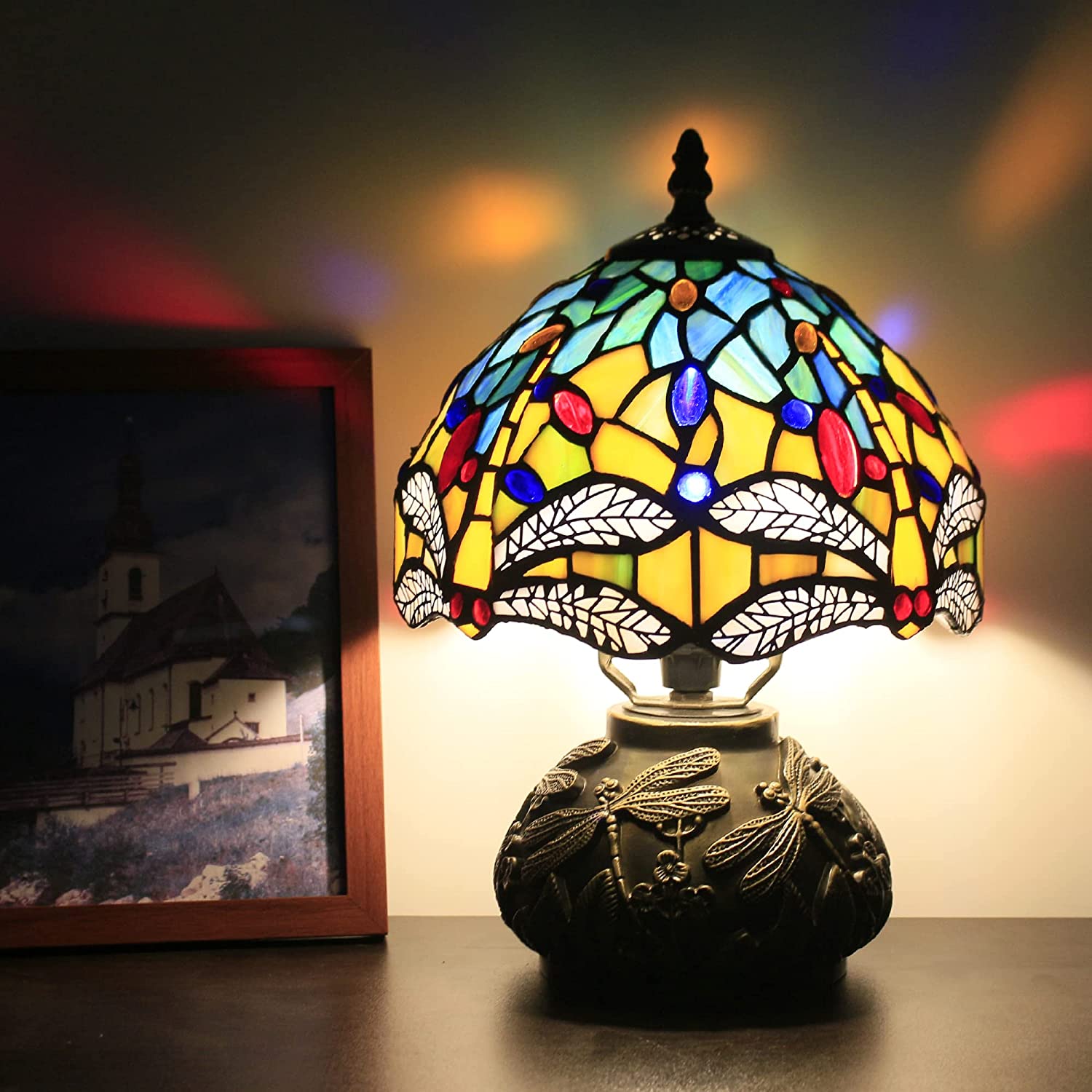 8" Tiffany Dragonfly Shade Werfactory® Stained Glass Shade