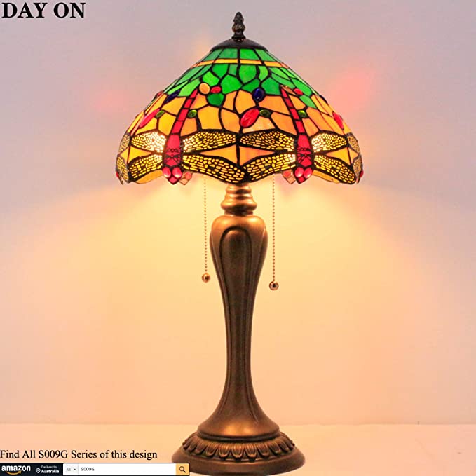 12 inch Dragonfly Stained Glass Lampshade Only Werfactory®  Fit for Tiffany Table Lamp