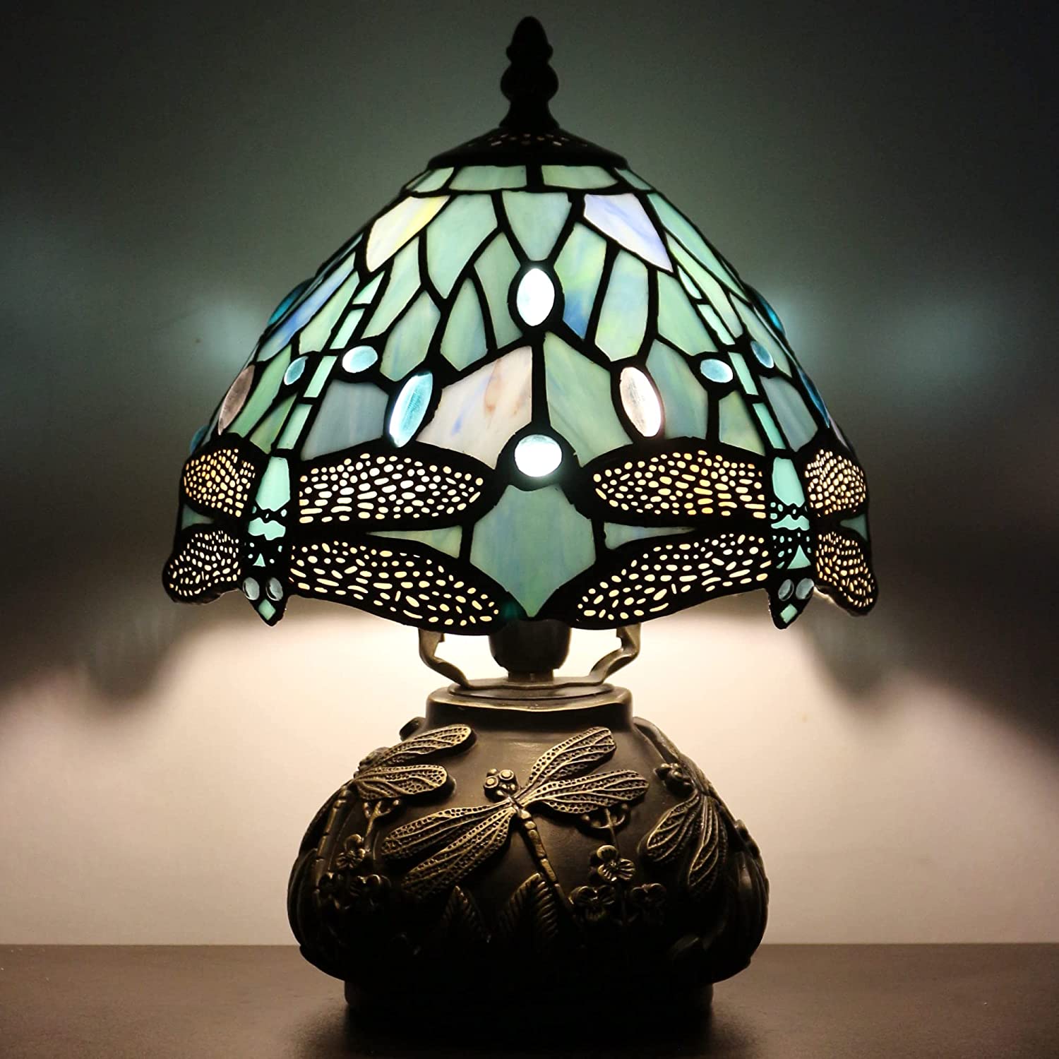 8 Inch Tiffany Lamp Shade Only  Werfactory® Dragonfly Stained Glass lampshade