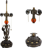 Werfactory® Tiffany Table Lamp Blue Stained Glass Dragonfly Desk Light 16Inch