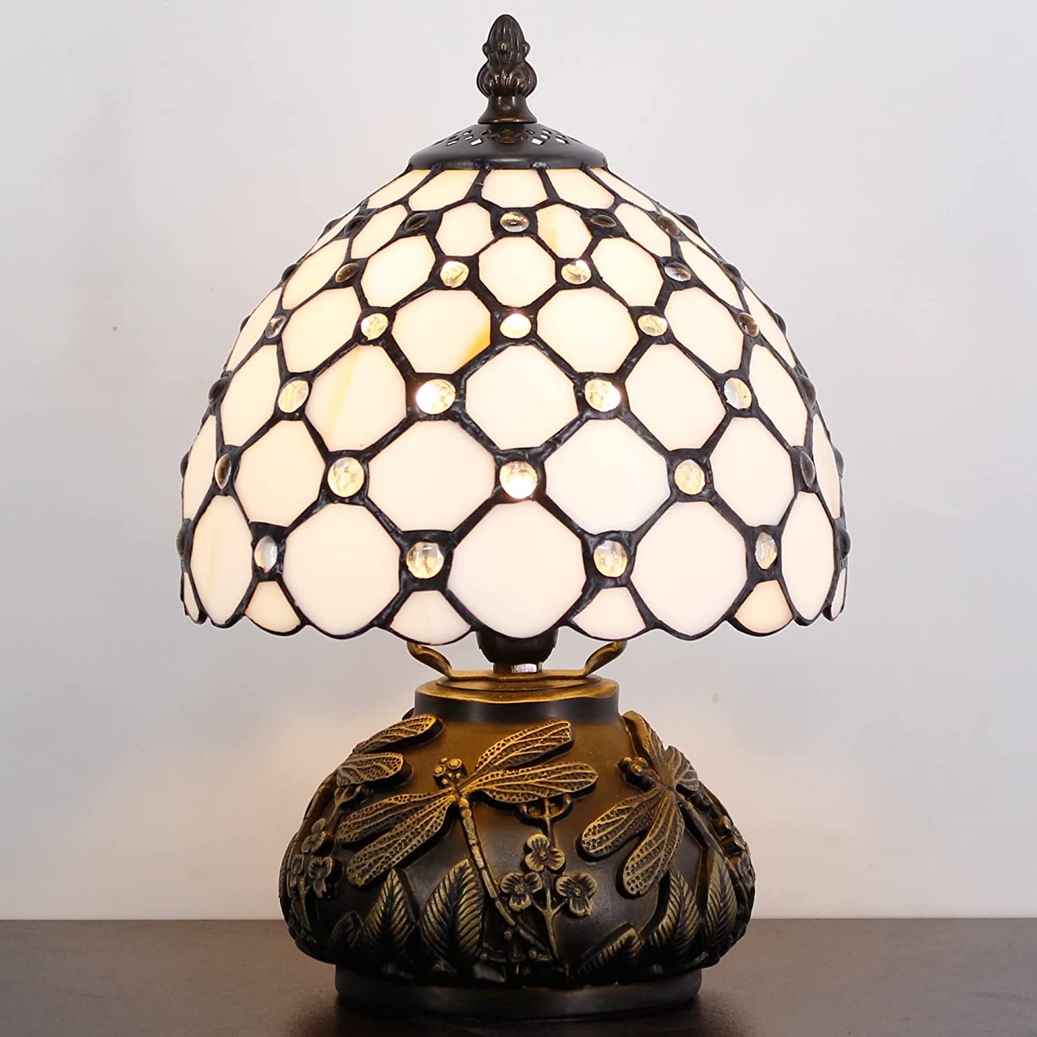 8" Tiffany Cream Pearl Shade Werfactory® Stained Glass Shade