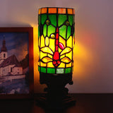 WERFACTORY Small Tiffany Lamp Wide 4 Tall 10 Inch Mini Stained Glass Table Lamp Cream Dragonfly Style Desk Night Light