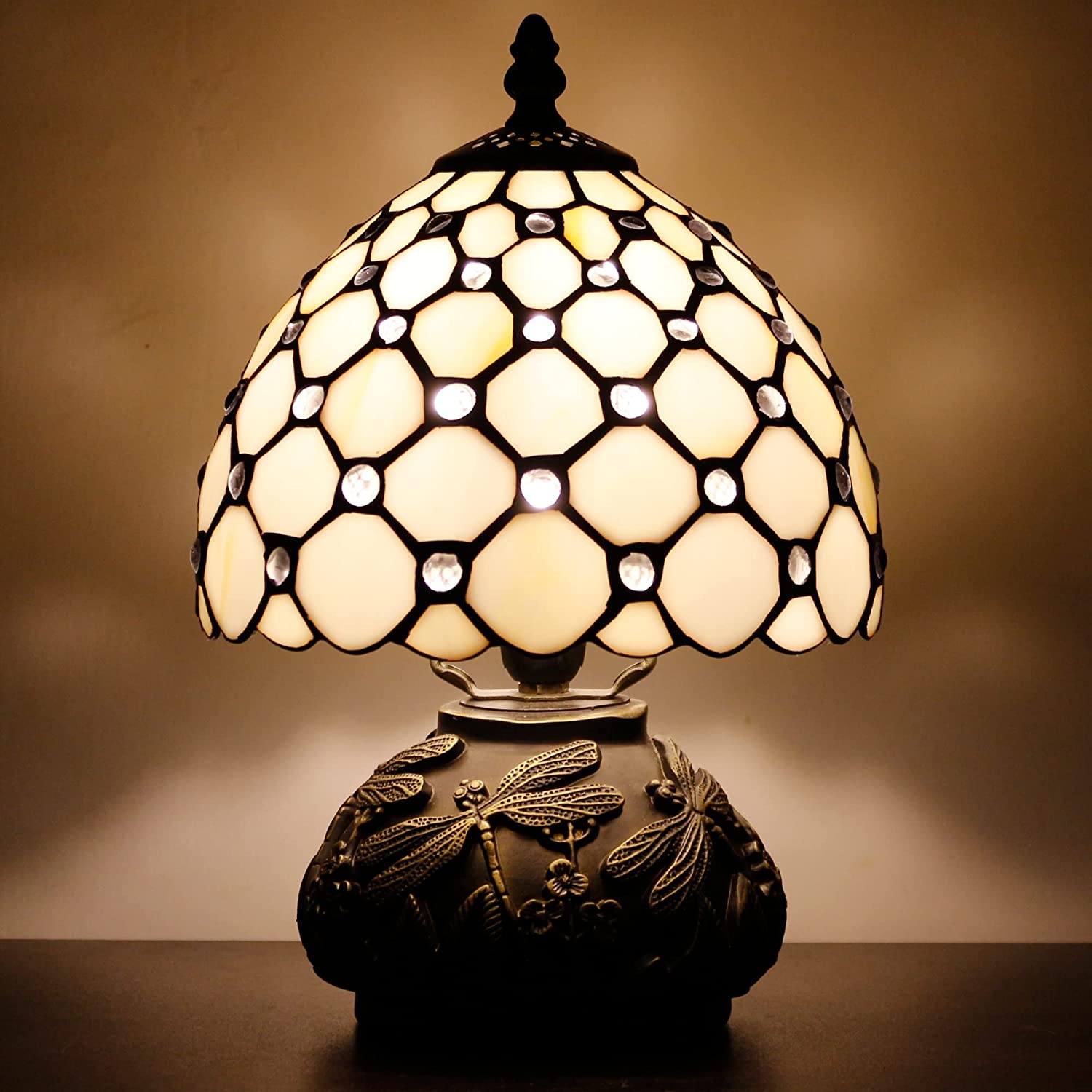 8" Tiffany Cream Pearl Shade Werfactory® Stained Glass Shade