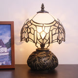 Werfactory® Tiffany Style Night Light with 8" White Stained Glass Shade, 11" Tall