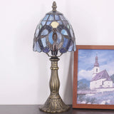 Werfactory® Small Tiffany Lamp Cloudy Style Stained Glass Table Lamp, 14" Tall
