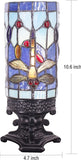 WERFACTORY Small Tiffany Lamp Mini Stained Glass Table Lamp Wide 4 Tall 10 Inch Blue Dragonfly Style Desk Night Light