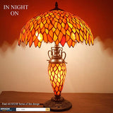 Tiffany Lampshade Replacement Werfactory® W16H7-inch Red Wisteria Stained Glass Shade