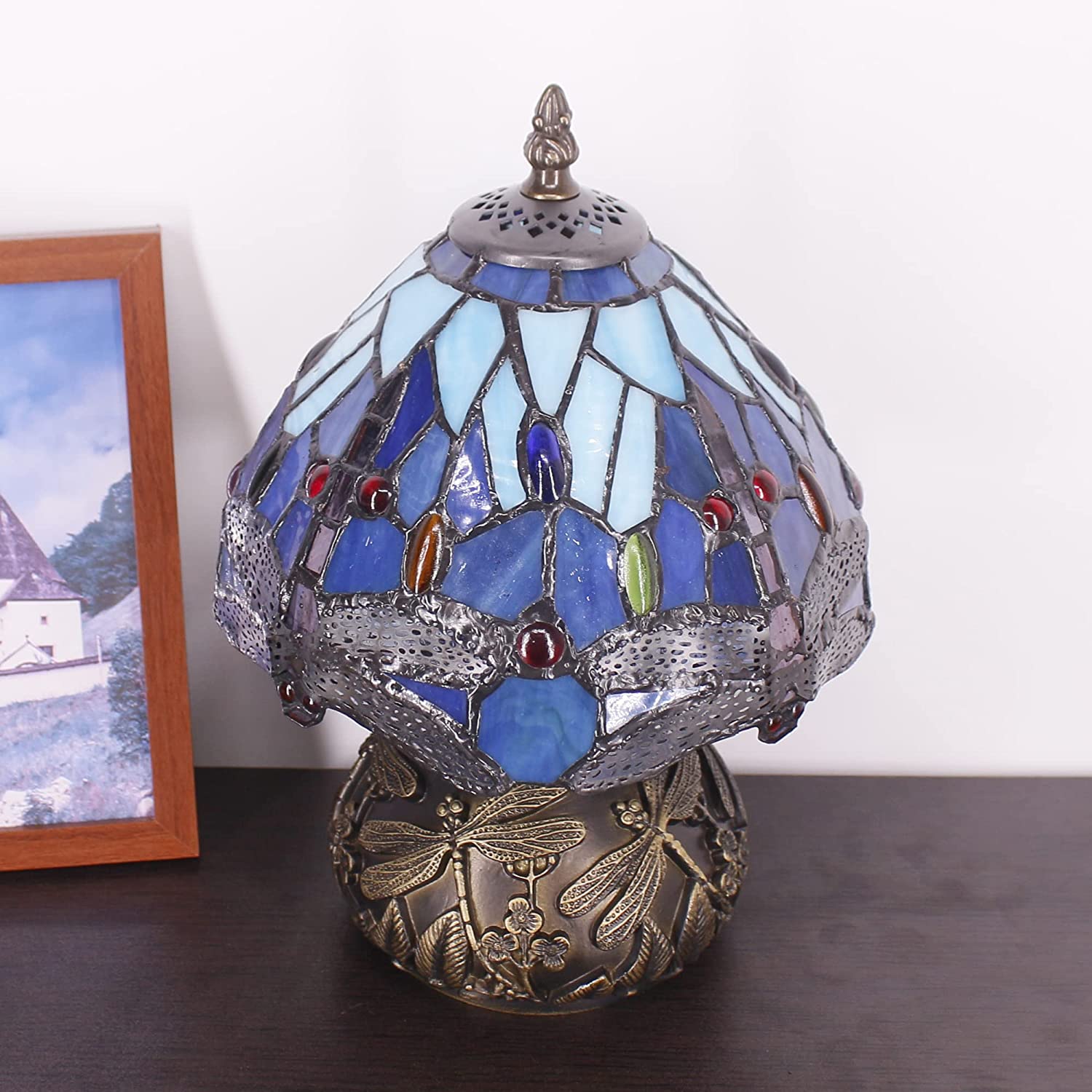 8" Tiffany Dragonfly Shade Werfactory® Stained Glass Shade
