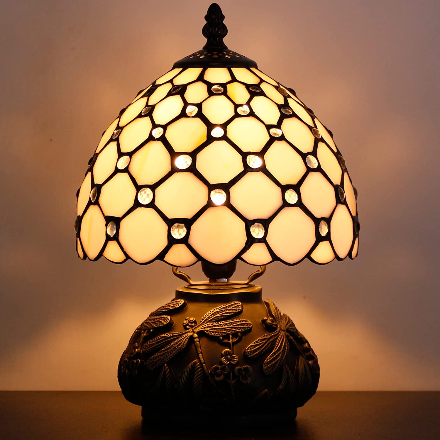 8" Tiffany Cream Pearl Shade Werfactory® Stained Glass Shade
