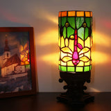 WERFACTORY Small Tiffany Lamp Wide 4 Tall 10 Inch Mini Stained Glass Table Lamp Cream Dragonfly Style Desk Night Light
