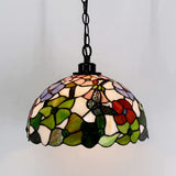Werfactory® Tiffany Pendant Light 12 Inch Green Butterfly Style Stained Glass Chandelier