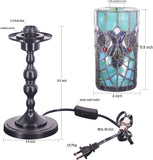 WERFACTORY Small Tiffany Lamp Mini Stained Glass Table Lamp Wide 4 Tall 15 Inch Green Victorian Style Rustic Night Light