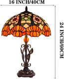 16 inch Tiffany Table Lamp Stained Glass Lamp Orange Flower Desk Light