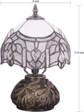 Werfactory® Tiffany Style Night Light with 8" White Stained Glass Shade, 11" Tall