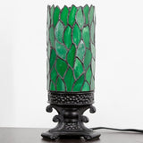 Werfactory Tiffany Table Lamp Small Stained Glass Lamp Green Leaf Candle Type Desk Lamp