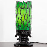 Werfactory Tiffany Table Lamp Small Stained Glass Lamp Green Leaf Candle Type Desk Lamp