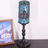 WERFACTORY Small Tiffany Lamp Mini Stained Glass Table Lamp Wide 4 Tall 15 Inch Green Victorian Style Rustic Night Light