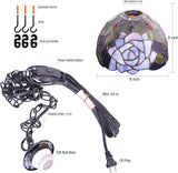 Werfactory Tiffany Pendant Light with W8H7 Inch Stained Glass Rose Shade Hanging Lamp