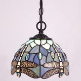 Werfactory® Tiffany Pendant Light Green Stained Glass Dragonfly Style Shade Hanging Lamp