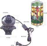 WERFACTORY Small Tiffany Lamp Wide 4 Tall 10 Inch Mini Stained Glass Table Lamp Cream Dragonfly Style Desk Night Light