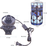 WERFACTORY Small Tiffany Lamp Mini Stained Glass Table Lamp Wide 4 Tall 10 Inch Blue Dragonfly Style Desk Night Light