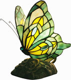 Werfactory® Tiffany Butterfly Lamp Cute Fairy Flying Wings Green Stained Glass Warm Light
