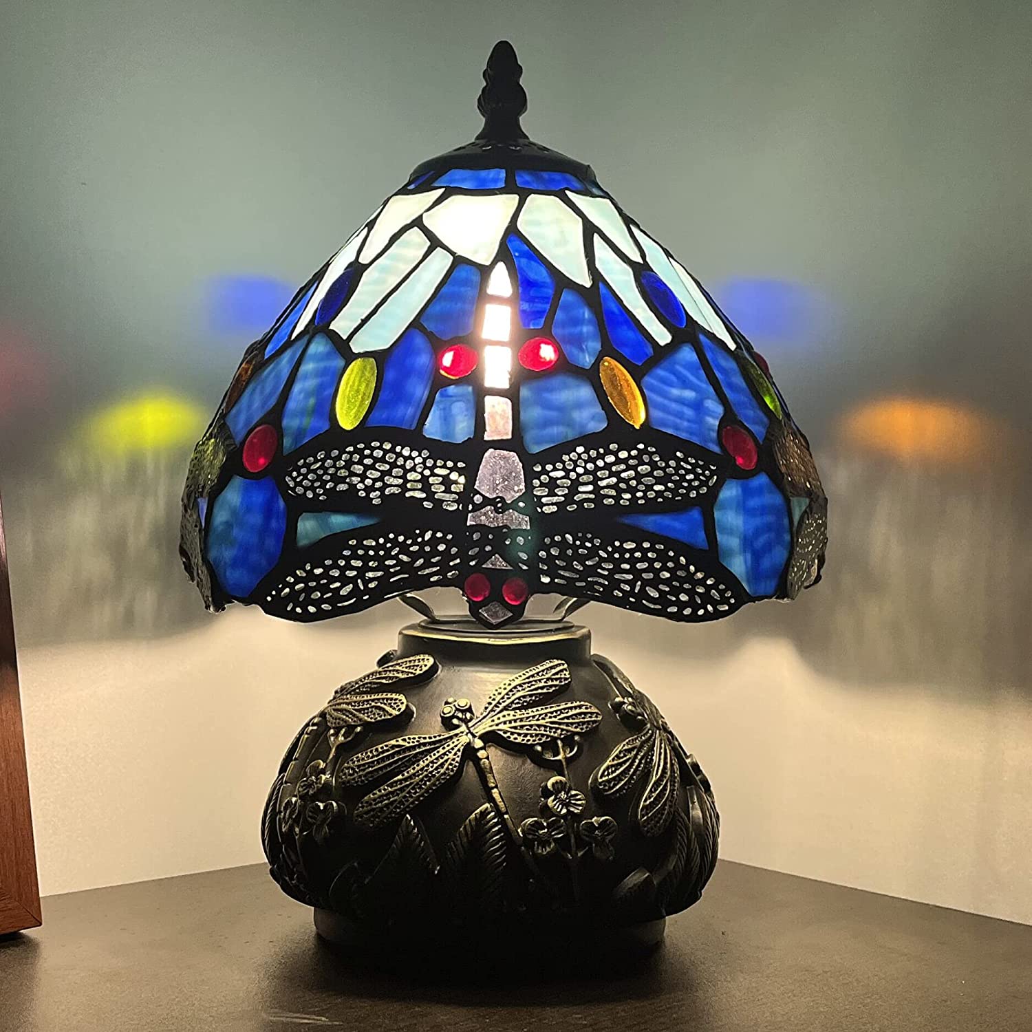 8" Tiffany Dragonfly Shade Werfactory® Stained Glass Shade