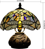 Werfactory® Tiffany Table Lamp Dragonfly Style Stained Glass Lamp with Mushroom Base