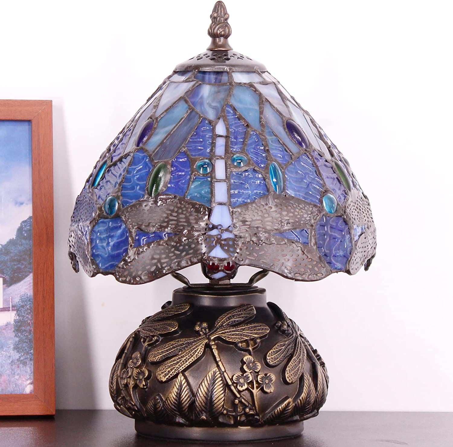 8" Tiffany Dragonfly Shade Werfactory® Stained Glass Shade