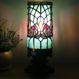 Werfactory® Small Tiffany Lamp Stained Glass Table Lamp Green Victorian Style Desk Light