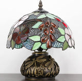Werfactory® Tiffany Lamp Grape Style Stained Glass Table Lamp with Mushroom Base
